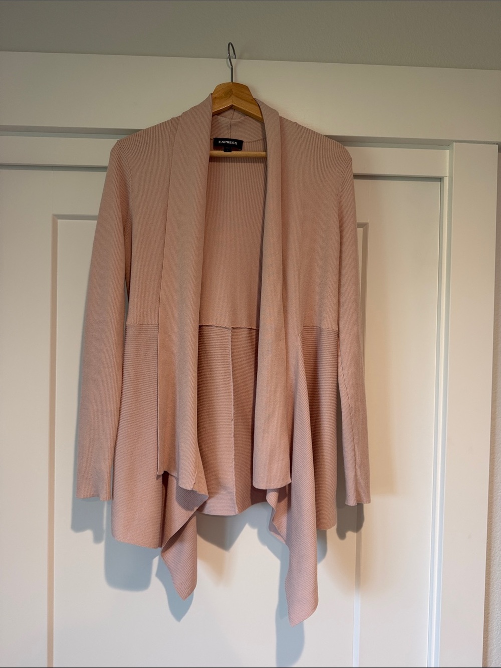 Express Light Blush Draped Open-Front Cardigan